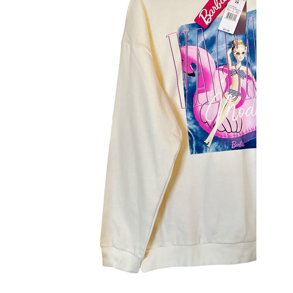 Barbie Women's Long Sleeve Graphic Vacay Mode Sweatshirt Size 2x Off Whi — image 6 of 8